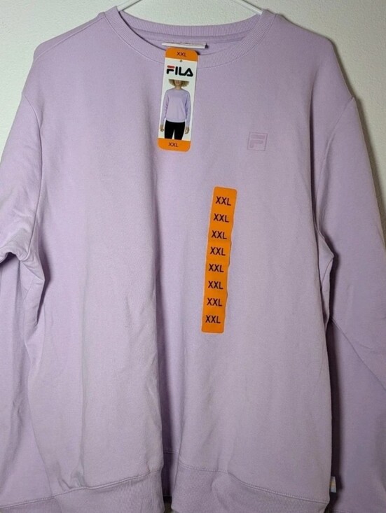 Fila Sweaters - Fila Womens Purple Long Sleeve Crew Neck Ribbed Pockets Pullover Sweatshirt